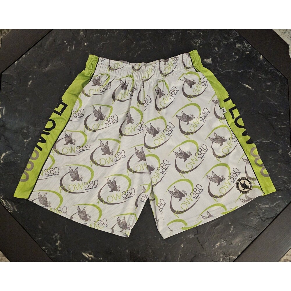 Flow Society Flow380 Lacrosse Shorts Men's Medium White Athletic Mesh 8 Inch